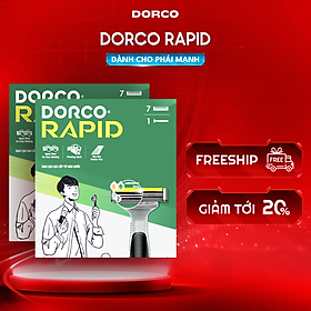 DORCO RAPID - Combo Dao Cạo Râu Hàn Quốc 2 Lưỡi - Bộ Gồm 2 Hộp Mỗi Hộp Gồm 1 Cán 7 Đầu Cạo