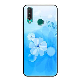 Ốp Lưng in cho Vivo Y15 Mẫu Bông Hoa Nền Xanh - Hàng Chính Hãng