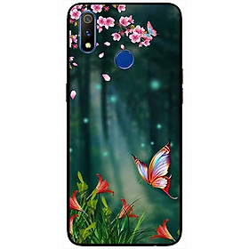 Ốp lưng dành cho Realme 3 Pro mẫu Bướm Và Hoa Đỏ