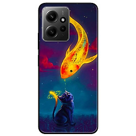 Ốp lưng cho Redmi Note 11 4G - Redmi Note 12 - Redmi Note 12 Pro - Redmi Note 12 Pro 5G - Mèo Và Cá - Hàng Chính Hãng