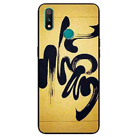 Ốp Lưng in cho Realme 3 Pro Mẫu Thư Pháp NHẪN Nền Vàng - Hàng Chính Hãng