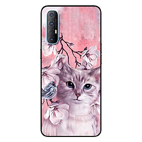 Ốp lưng dành cho Oppo Reno 3 Pro mẫu Mèo Và Chim Hồng