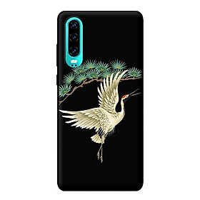 Ốp in cho Huawei P30 Hạc Trắng Nền Đen - Hàng chính hãng