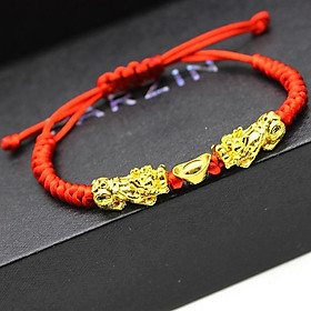 Vòng tay chỉ đỏ Tì Hưu Mạ vàng 18K kèm theo Túi Nhung