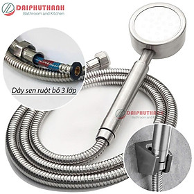 Bộ Tay Sen Tắm Inox SUS304 KZ-TS04TD Tay Sen Tăng Áp Dây Inox 1m2 Ruột Bố 3 Lớp - Đủ bộ tay cầm, dây, gác,..