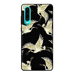 Ốp in cho Huawei P30 Hạc Nền Đen - Hàng chính hãng