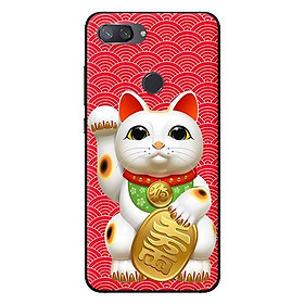Ốp lưng in cho Xiaomi Mi 8 Lite mẫu Mèo May Mắn Nền Đỏ 1 - Hàng chính hãng