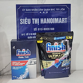 COMBO FINISH: Viên rửa bát Quantum max 60 viên + Muối rửa bát chén 1,2kg