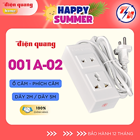 Ổ cắm Điện Quang ĐQ 001A-02 ( 2 lỗ ) dây 2m - Bảo hành 12 tháng
