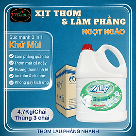 Xịt Thơm & Làm Phẳng Quần Áo Zily 4.7 Kg (3 Chai/Thùng) - Tặng 1 chai Nước giặt KH Zily 3.8Kg