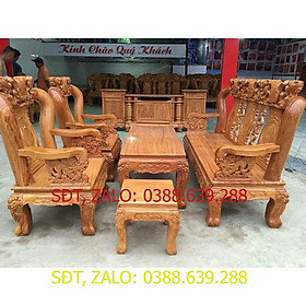 Bộ bàn ghế giả cổ trạm quốc đào gỗ gõ đỏ