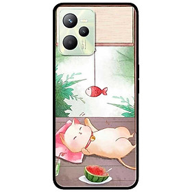Ốp lưng dành cho Realme C35 - Realme Narzo 50A Prime mẫu Mèo Nằm Chờ Cá