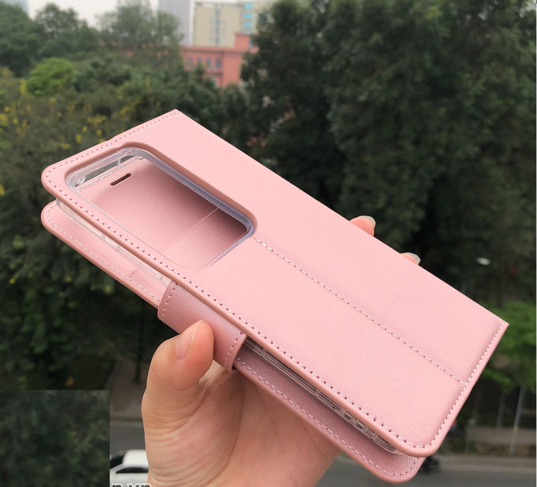 Bao da dạng ví cho OPPO Reno11 F 5G chính hãng Hanman có quai cài, có ngăn để thẻ ATM và tiền, may viền - Hàng chính hãng