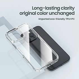 Ốp lưng dành cho iPhone 16 Pro Max, iPhone 16 Pro, iPhone 16 Plus, iPhone 16 hiệu NILLKIN Nature TPU Pro trong suốt chống sốc cao cấp - Hàng chính hãng.