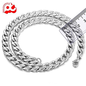 Dây chuyền titan nam cao cấp sang trọng thép không gỉ lặc trangsucpt kích cỡ 9mm màu trắng PTDCNA02