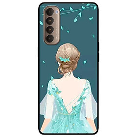 Ốp lưng dành cho Oppo Reno 4 Pro mẫu Cô Gái Nền Xanh