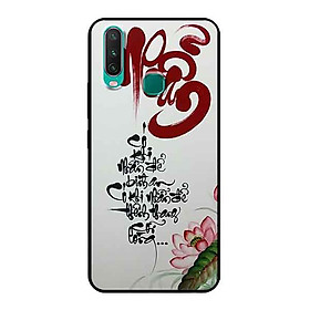Ốp Lưng in cho Vivo Y15 Mẫu Thư Pháp NHẪN Nền Vàng - Hàng Chính Hãng