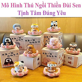 Mô Hình Thú Ngồi Thiền Đài Sen Tịnh Tâm Đáng Yêu Dùng Để Bàn, Ô Tô, Decor, Sưu Tầm, Quà Tặng