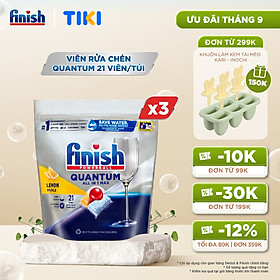Combo 3 túi viên rửa chén bát Finish Powerball Quantum 21 viên/túi