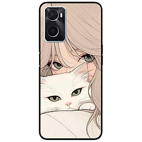 Ốp lưng cho Oppo A74 - A95 4G - A60 4G - A36 - A76 - A96 4G - Mèo Và Cô Gái - Hàng Chính Hãng