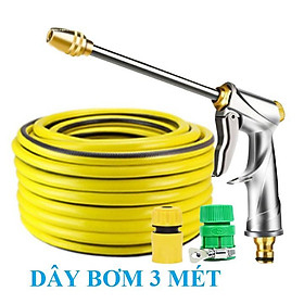 Bộ dây vòi xịt nước rửa xe,tưới cây .tăng áp 3 lần,loại 3m,5m 206701-2 đầu đồng,cút,nối nhựa+ tặng mở chai