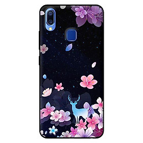 Ốp in cho Vivo Y91 Hoa Hươu Nền Đen - Hàng chính hãng