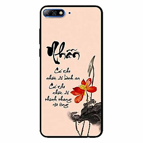 Ốp lưng in cho Huawei Y7/ Y7 Prime 2018  Mẫu Thư Pháp Nhẫn Nền Hồng