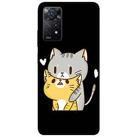 Ốp lưng dành cho Xiaomi Redmi Note 11 Pro 5G - Hai Chú Mèo Ôm Nền Đen