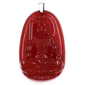 [Tuổi Dậu] Mặt Dây Chuyền Phật Bất Động Minh Vương Đá Mã Não Đỏ Size Nhỏ 3.6cm & Size Lớn 4.5cm- Tặng Kèm Móc Inox - Phong Thủy 868 - May Mắn - Bình An