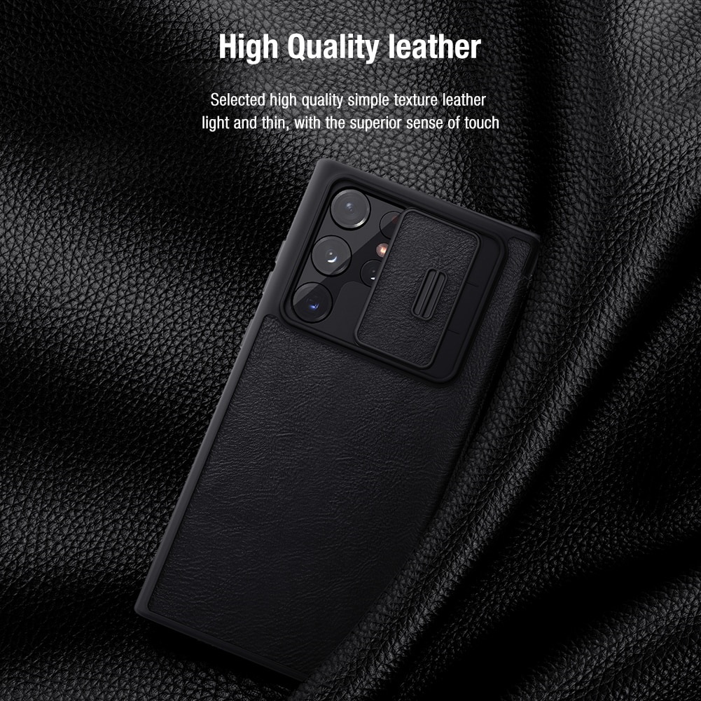 Bao da cho SamSung Galaxy S23 Ultra chính hãng Nillkin QIN có nắp trượt bảo vệ camera sau - Hàng chính hãng