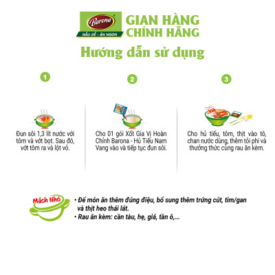 Combo 3 gói Gia Vị Hủ Tiếu Barona 110g tươi ngon chuẩn vị không cần nêm nếm