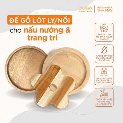 Đế lót ly, lót nồi bằng gỗ màu tự nhiên chuẩn xuất khẩu Châu Âu - DUBA