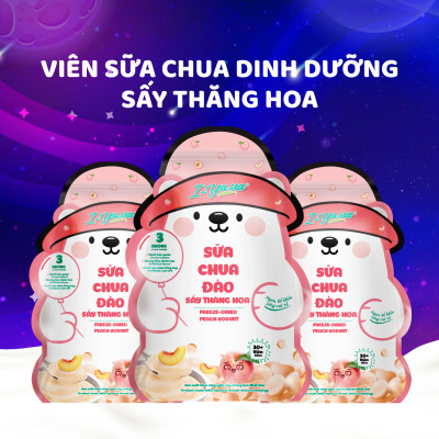 Sữa Chua Sấy Thăng Hoa IYaua Gấu Hạt Nút Vị Đào Túi 16G
