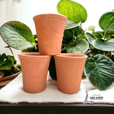Chậu Gốm Đất Nung Vót Miệng Loe D15cm X H16cm
