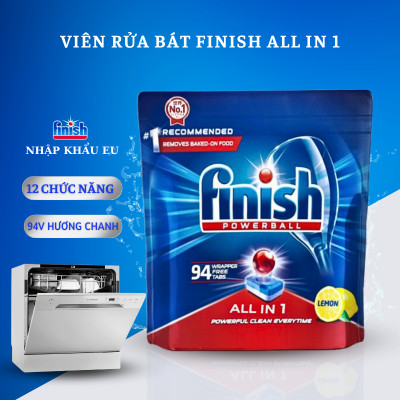 Viên rửa chén bát Finish All - in - 1 túi 80 viên hương chanh, chính hãng, dùng cho máy rửa bát