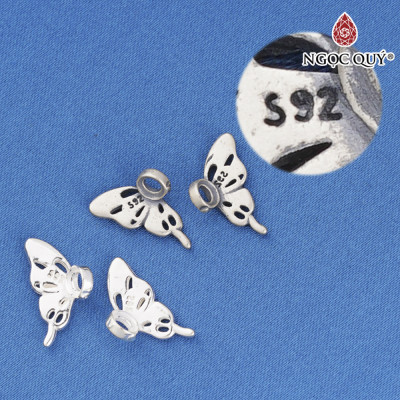 Charm bạc bộ cánh bướm xỏ ngang (1 Cặp) - Ngọc Quý Gemstones