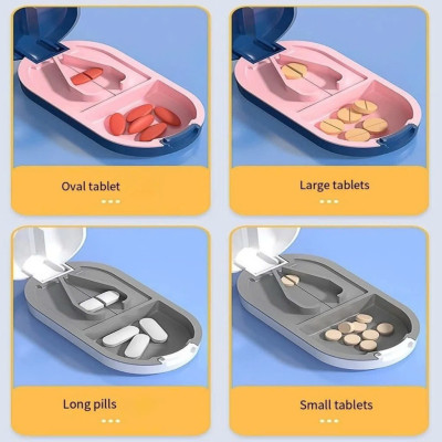 Dụng Cụ Cắt Thuốc Viên Hộp Dụng Cụ Cắt Thuốc Cắt Viên Nén Chính Xác Kiêm Hộp Đựng Thuốc Tiện Dụng - Giao Màu Ngẫu Nhiên