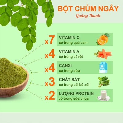 Bột Chùm Ngây Sấy Lạnh Nguyên Chất Hộp 45g  - Bột dinh dưỡng ăn dặm cho bé, tăng cường sức khỏe