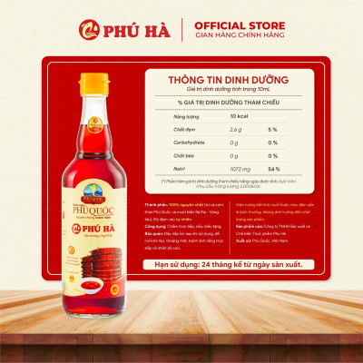 Nước mắm Phú Quốc Chỉ Dẫn Địa Lý Phú Hà 43 độ đạm - 1 Chai 1 lít