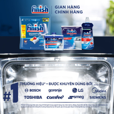 Combo 2 Viên Rửa Chén Bát Finish Powerball Quantum Powerful Clean & Shine 64 viên