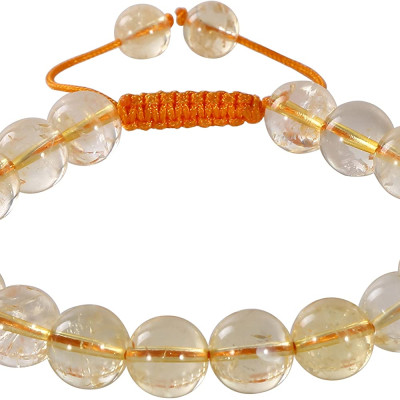 Vòng tay phong thủy đá thạch anh vàng thiên nhiên size 10mm
