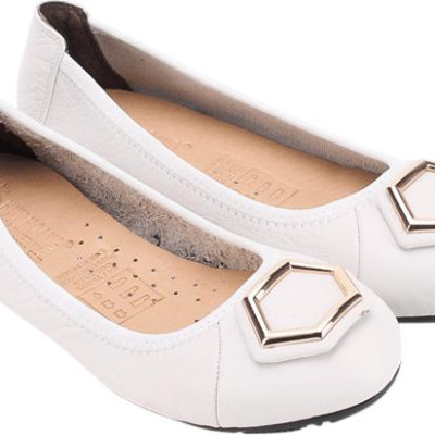 Giày Nữ Búp Bê Da Bò Huy Hoàng HT7913 - Trắng