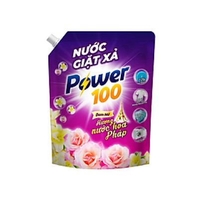 Túi Nước Giặt Xả POWER100 Hương Nước Hoa Pháp 3.2KG