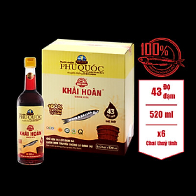 Nước mắm Khải Hoàn Phú Quốc 43 độ đam 520ml thùng 6 chai