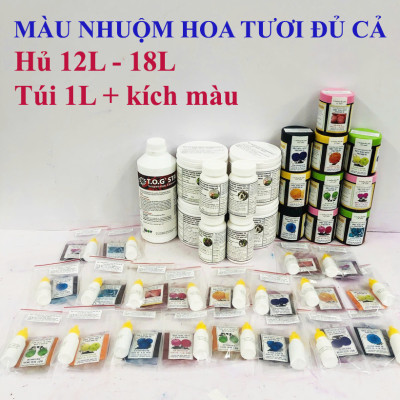 Túi Bột Nhuộm Màu Hoa Tươi Nhập Khẩu Công nghệ Israel (1 túi pha 1L nước màu hoa) Premium Color nhuộm được trên 200 cành hoa tươi