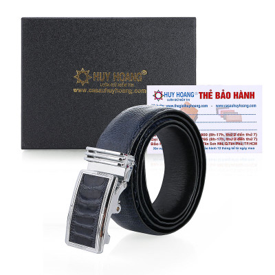 Dây nịt nam da đà điểu Huy Hoàng màu xanh đậm HC4472