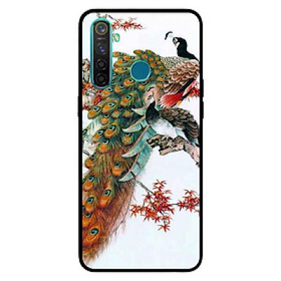 Ốp Lưng in cho Realme 5 Mẫu Chim Công Hoa Đỏ - Hàng Chính Hãng