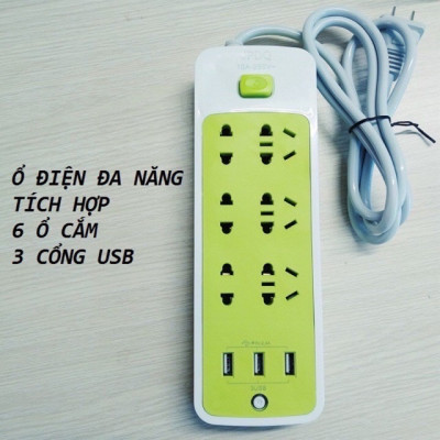 Phụ kiện tiện ích -Ổ cắm điện đa năng chống giật ,có 9 ổ cắm và 3 cổng sạc USB ,tự động ngắt khi quá tải ,sử dụng cho nhiều thiết bị cùng 1 lúc ,có lỗ treo tiện lợi