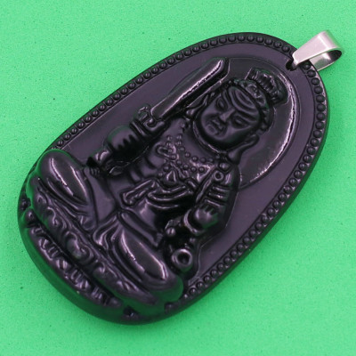 [Tuổi Dậu] Mặt Dây Chuyền Phật Bất Động Minh Vương Đá Thạch Anh Đen Size Nhỏ 3.6cm & Size Lớn 5cm- Tặng Kèm Móc Inox - Phong Thủy 868 - May Mắn - Bình An