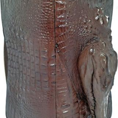 Ví nữ da cá sấu Huy Hoàng nhiều ngăn đầu cá sấu màu nâu đất HT3726